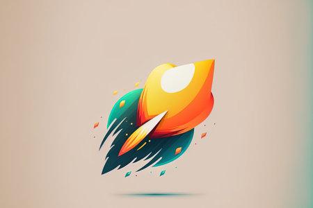 Modern rocket logo illustration with a lower form like a heartの素材