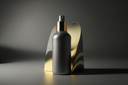Presentation of a product on a gray background with lovely lighting and shadowsの素材