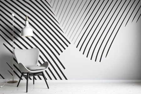 Web wallpaper featuring an abstract striped design in a minimal, scandinavian styleの素材