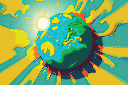 Earth on a sunny yellow backdropの素材