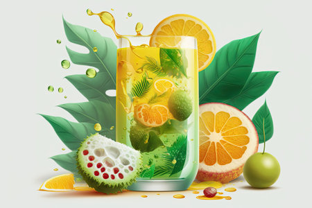 Summertime green lemonade with frozen passion fruitの素材