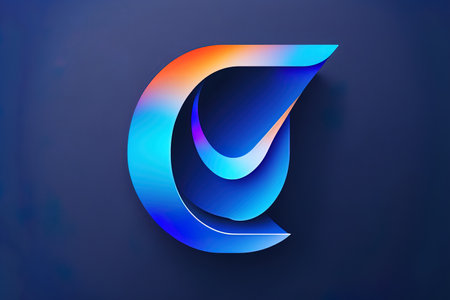 A letter based logo featuring a vivid navy blue color gradientの素材