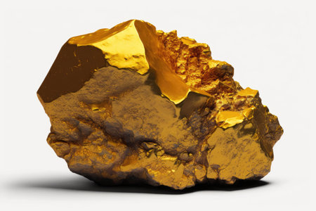 An enormous gold nugget on a white backgroundの素材