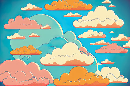 An illustration of many forms Cumulus and cirrusの素材