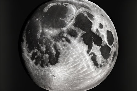 Background of a full moon, isolated on blackの素材