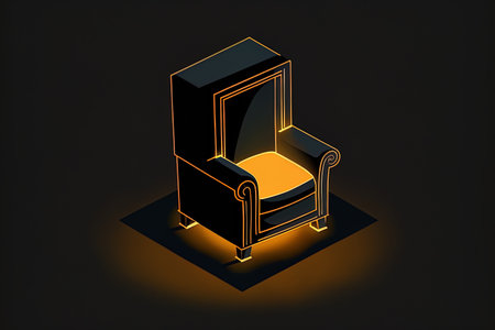 Flat Icon Of A Chair In A Room With A Black Backgroundの素材