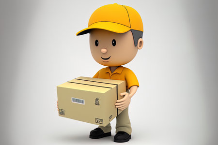 employee presenting a delicate packageの素材
