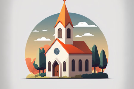 illustration of a church iconの素材