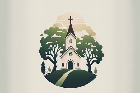 isolated church symbol in formの素材