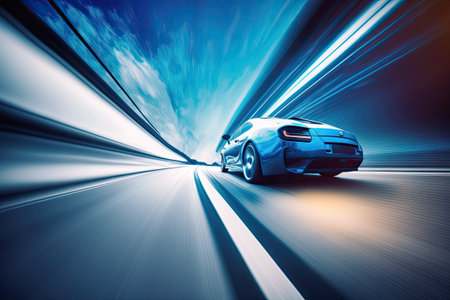 road motion blur when driving at high speedsの素材