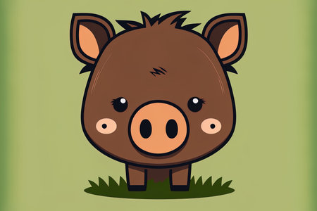 cute boar head shaped flatlyの素材