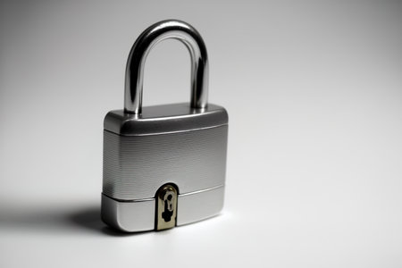 solitary padlock on a white backdropの素材