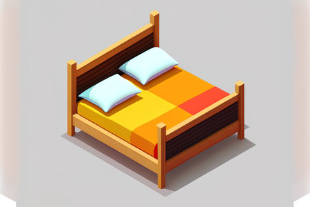 Double bed symbol Double bed icon in isometric view for the webの素材