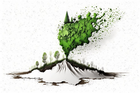 Idea of ecological sustainability. A shoot emerges from the parched soilの素材