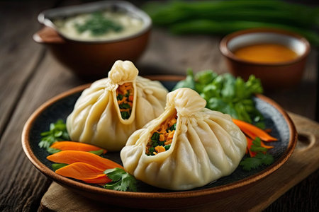 Dumplings stuffed with chicken and vegetablesの素材