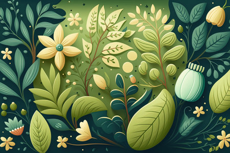 Pattern with a floral illustrationの素材