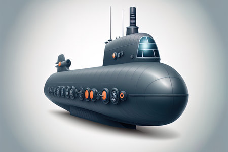 Navy submarine. on a white background, aloneの素材