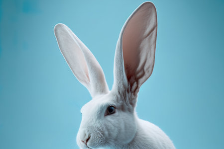 Rabbit ear in white against a light blue background. Good Fridayの素材