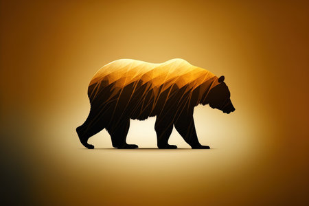 Logo design symbol of a grizzly bear, honey bear, or polar bear in silhouetteの素材