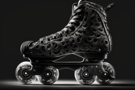 Separated from the rest of the white background, a single roller skateの素材