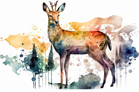 Watercolor of a doeの素材