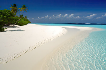 White sand and pure water characterize this tropical beach. Location the islands of Maldivesの素材