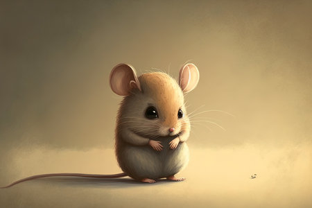 adorably drawn mouse in a flat mannerの素材