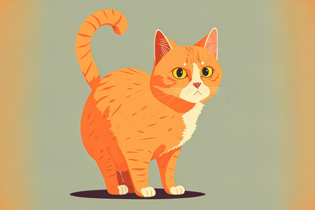adorable cat in a flat cartoon designの素材