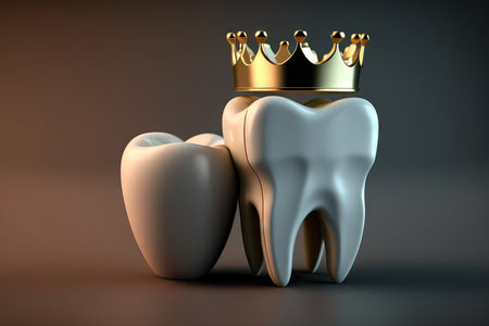 dental metal ceramic crown and prepared premolar tooth. medical precisionの素材