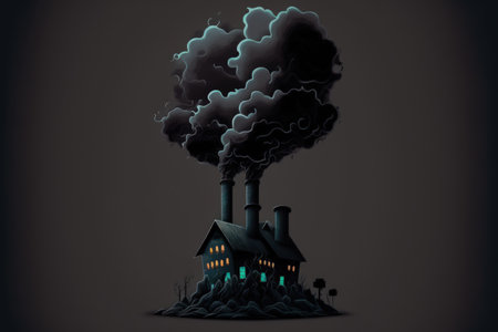 isolated black smoke against a dark backgroundの素材