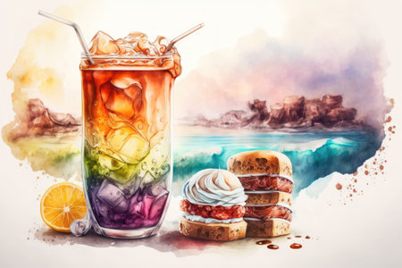 combined with a sweet iced tea panoramaの素材