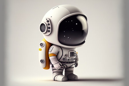 lone cartoon astronaut on a white backdropの素材