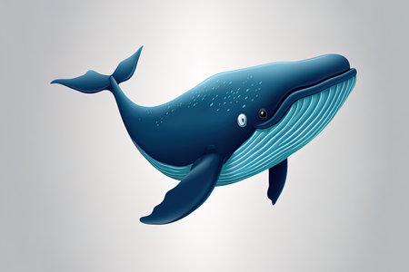 isolated whale cartoon on a white backdropの素材