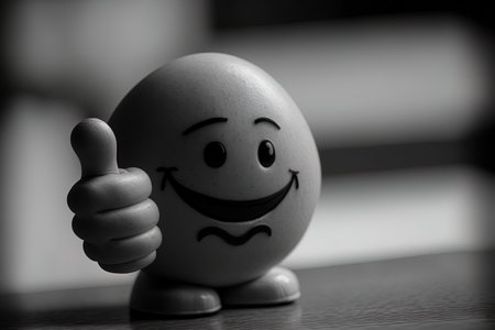 points with thumb finger away laughing and carefreeの素材