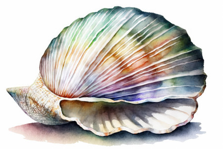 Watercolor illustration of a seashell, shellfish, or shellの素材