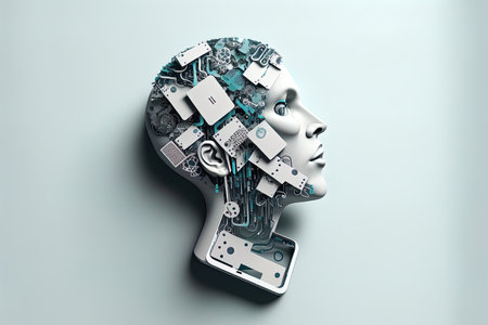 cyborg head with cutouts for attaching gadgetsの素材
