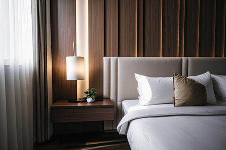 Interior of a vacant hotel roomの素材