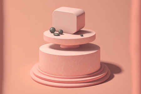 Product for a stone podium against a soft pink backgroundの素材