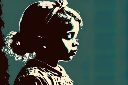 profile of a little child in prayer. girl, childhood, and religious symbolsの素材