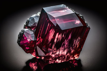 Spinel crystal macro closeup against a black backgroundの素材