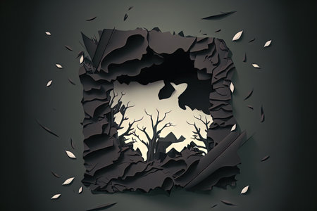 Mockup of torn, ragged black paperの素材