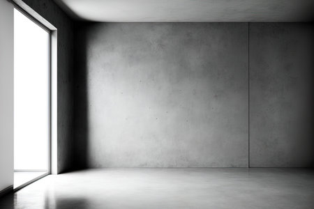 Grey colored concrete walls, a loft style environment, and the minimalism ideaの素材