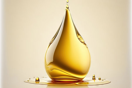 Skincare Essence Oil Molecular filled liquid drop on a white backgroundの素材