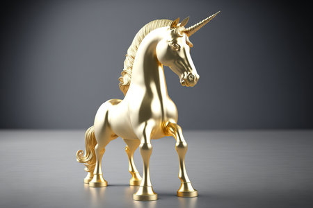 gold unicorn and chess as a company or startup conceptの素材