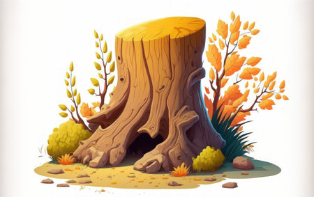 Isolated on a white background, a tree trunkの素材