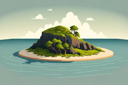 simple island beach and surroundingsの素材