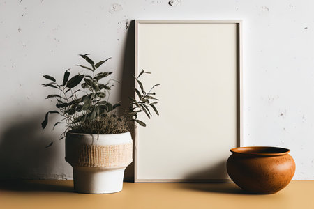 Close up mockup of a dry plant in a pot in a nomadic manner. ,の素材