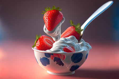 strawberry slices in yogurtの素材