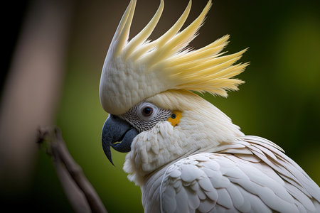 A adorable sulphur crested cockatoo is seen up closeの素材