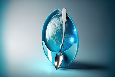 world day for food safety. Concept of a shield and spoon.の素材